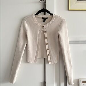 Forever 21 Cream Ribbed Knit Cardigan